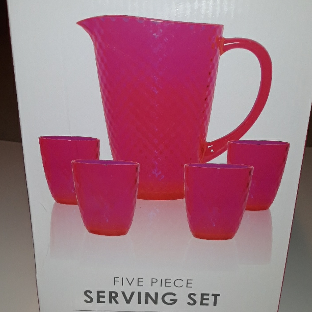 PINK 5 PC SERVING SET